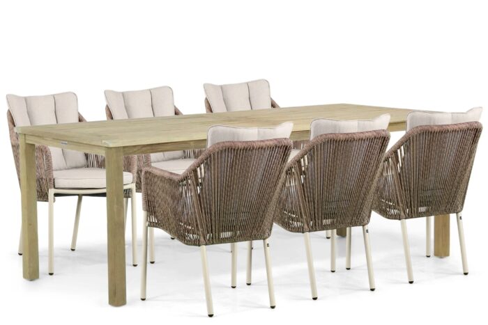 De Laan Projects Laan Marbella/Weston 210 cm dining tuinset 7-delig – Taupe-naturel-bruin