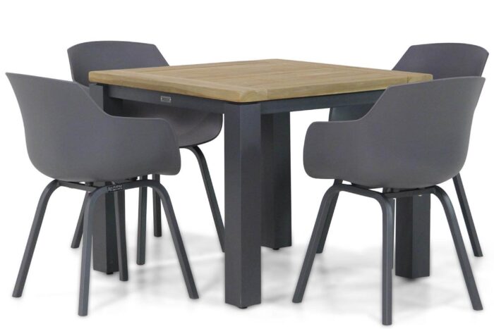 Lifestyle Garden Furniture Salina/Veneto 90 cm dining tuinset 5-delig – Grijs-antraciet