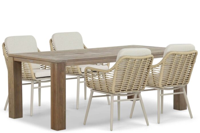 Coco Antoni/Brighton 200 cm dining tuinset 5-delig – Taupe-naturel-bruin