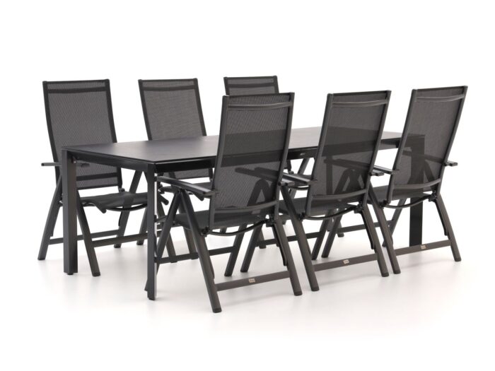 Bellagio tuinmeubelen Avenza/Sestino 220cm dining tuinset 7-delig verstelbaar – Grijs