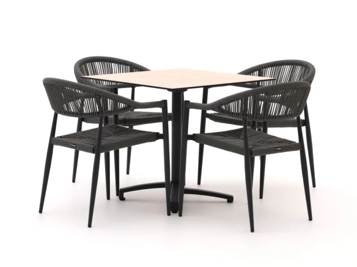 Manifesto Furniture Belpasso/Canzo 80cm dining tuinset 5-delig stapelbaar inklapbaar - Grijs