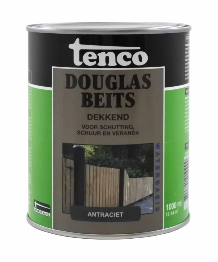 Tenco Douglas beits dekkend antraciet 1l verf/beits - zwart