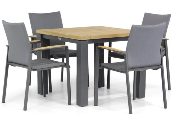 Lifestyle Garden Furniture Brandon/Veneto 90 cm dining tuinset 5-delig – Grijs-antraciet