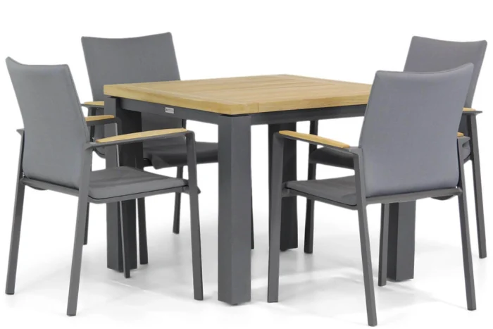 Lifestyle Garden Furniture Brandon/Veneto 90 cm dining tuinset 5-delig - Grijs-antraciet