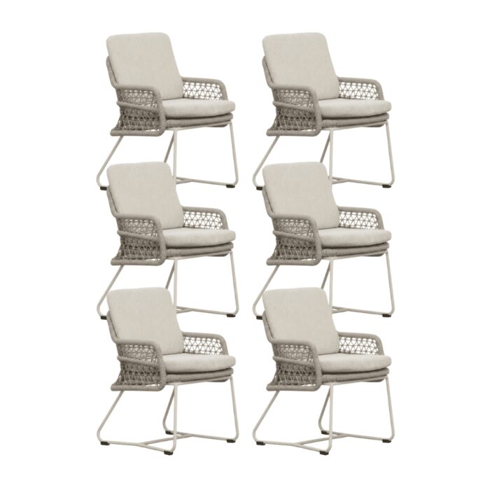 BUITEN living Gianna dining tuinstoel set van 6 | touw + aluminium | Almond Beige – Naturel