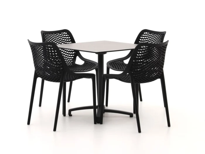 Forza Furniture Ripi/Canzo 80cm dining tuinset 5-delig stapelbaar inklapbaar - Grijs