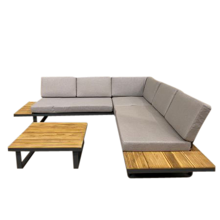 Eurofleur aanbieding Dilos loungeset antraciet hoekset L253 x B253 cm – zwart