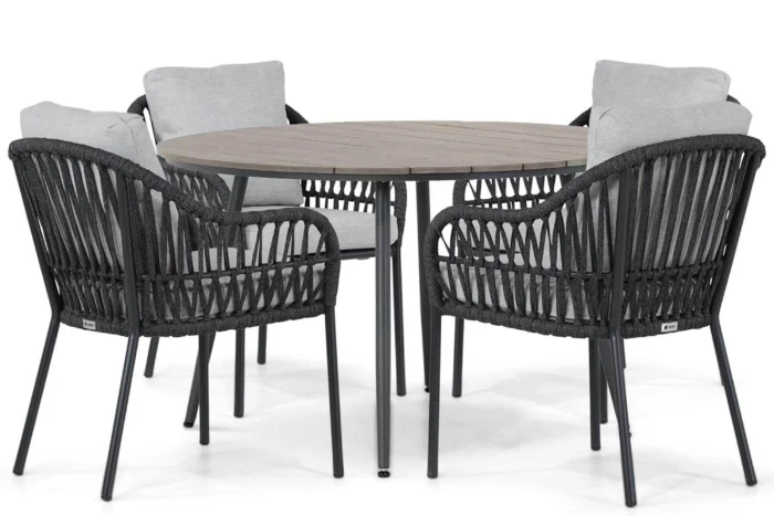 Coco Puerto/Matale 125 cm dining tuinset 5-delig - Grijs-antraciet