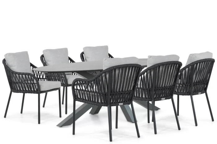 Coco Puerto/Ellisse 240 cm dining tuinset 7-delig - Grijs-antraciet