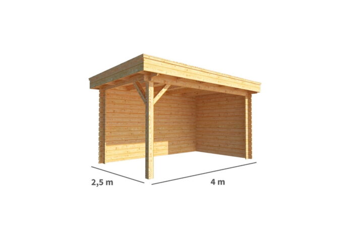 Warentuin collection Overkapping Lisa-Zara 400 cm bij 250 cm diep plat dak – bruin