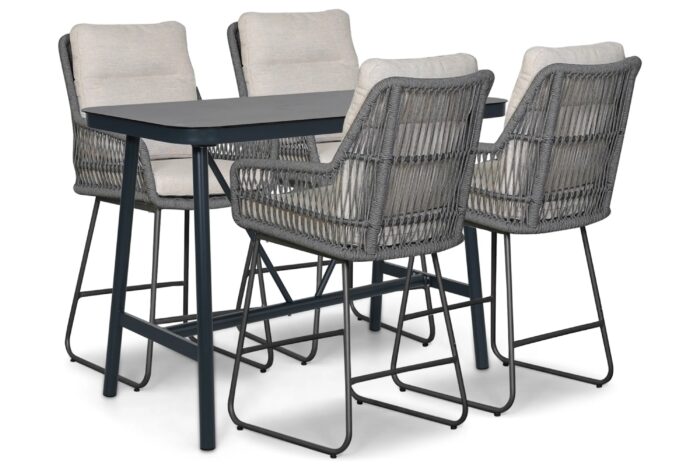 Lifestyle Garden Furniture Vicente/Tavano 150×75 cm barset 5-delig – Grijs-antraciet