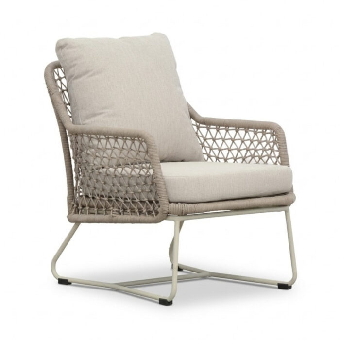 BUITEN living Gianna loungestoel | touw + aluminium | Almond Beige