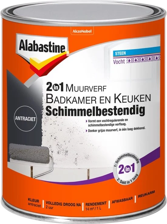 Alabastine Muurverf Bad En Keuken 2In1 Antr 1L