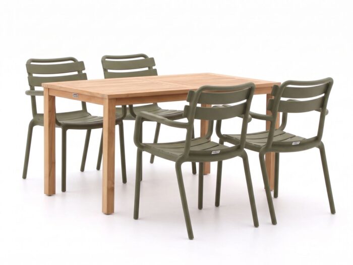 Forza Furniture Forza Vico/Liverpool 145cm dining tuinset 5-delig stapelbaar Laagste prijsgarantie! – Groen