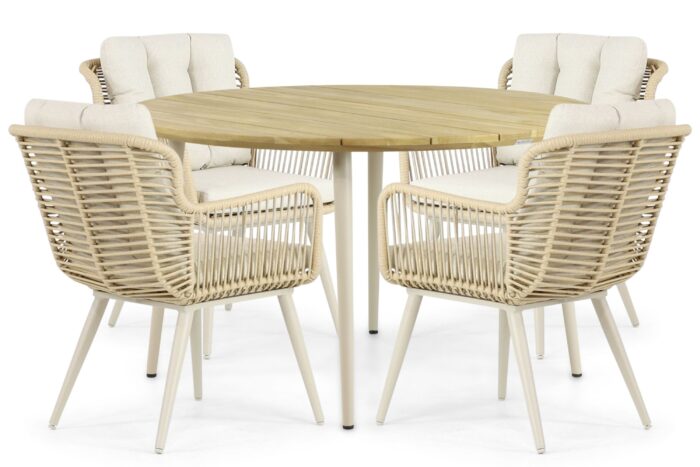Coco Custa/Montana 130 cm dining tuinset 5-delig – Taupe-naturel-bruin