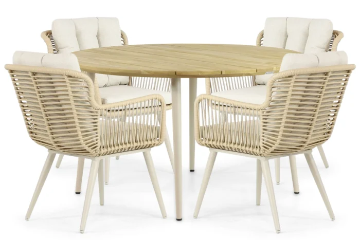 Coco Custa/Montana 130 cm dining tuinset 5-delig - Taupe-naturel-bruin