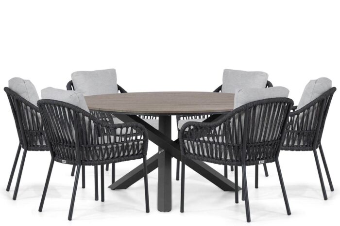 Coco Puerto/Ancona 150 cm dining tuinset 7-delig – Grijs-antraciet
