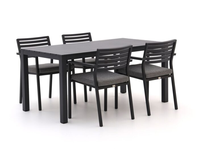 Bellagio tuinmeubelen Bellagio Rumo/Menzano 160cm dining tuinset 5-delig stapelbaar Laagste prijsgarantie! – Zwart