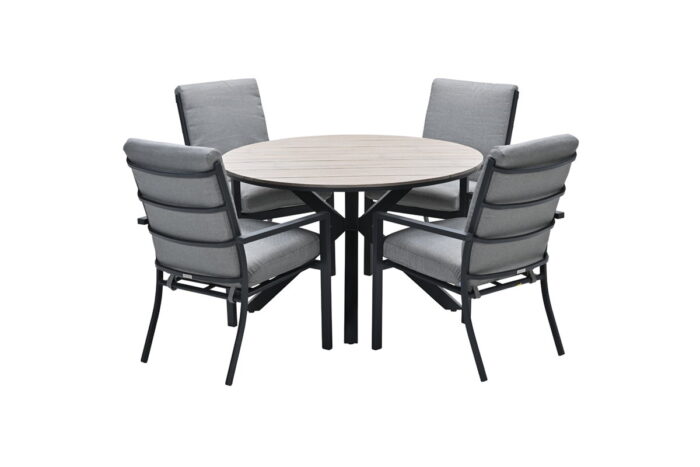 Garden impressions Edison Tafel Diameter 122 cm Carbon Black Light Teak – zwart