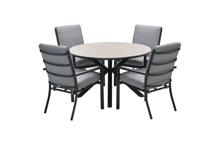 Garden impressions Edison Tafel Diameter 122 cm Carbon Black Light Teak - zwart