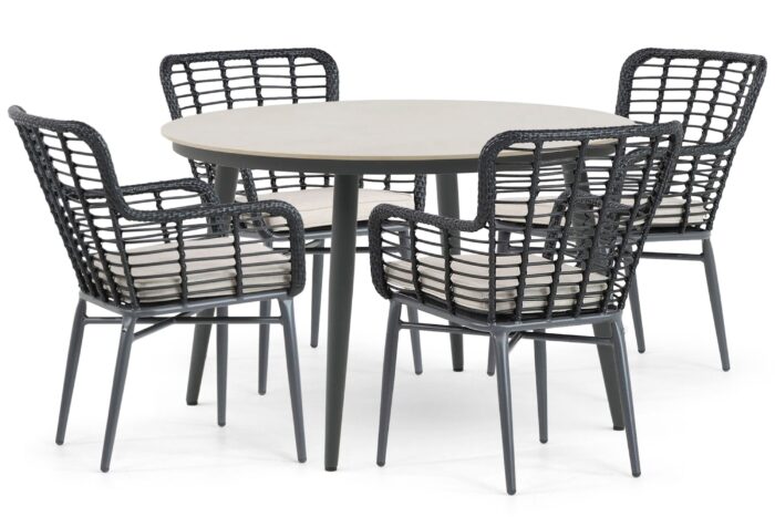 Lifestyle Garden Furniture Toledo/Vienna 120 cm dining tuinset 5-delig – Zwart