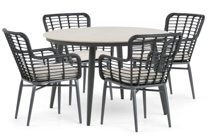 Lifestyle Garden Furniture Toledo/Vienna 120 cm dining tuinset 5-delig - Zwart
