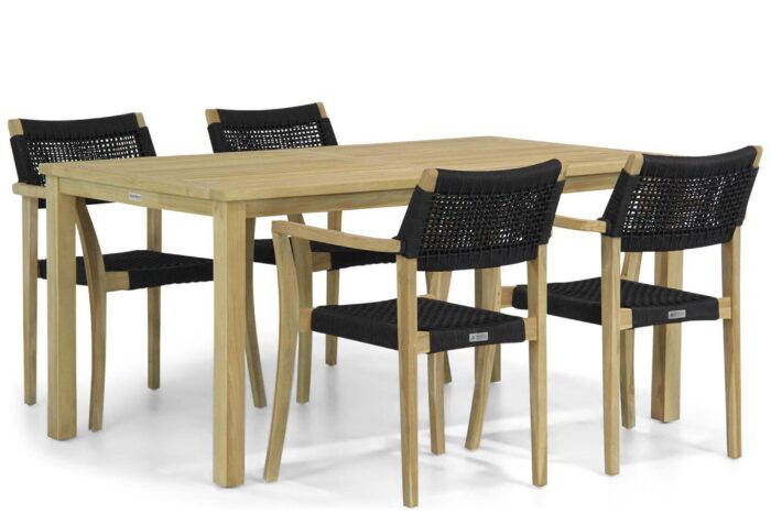 Lifestyle Garden Furniture Dallas/Weston 160 cm dining tuinset 5-delig – Zwart