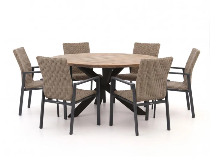 Manifesto Furniture Villongo/ROUGH-Y ø150cm dining tuinset 7-delig stapelbaar
