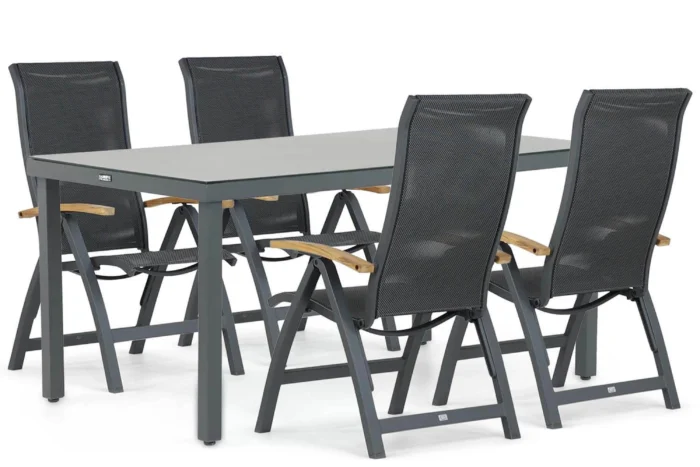 Presto Tarenta/Porto 160 cm dining tuinset 5-delig - Grijs-antraciet