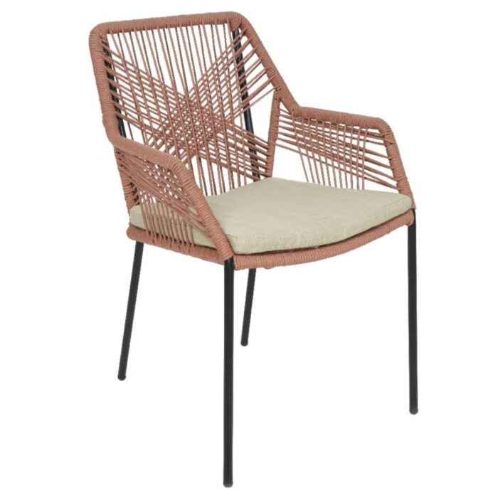 BUITEN living Seville dining tuinstoel stapelbaar | touw + staal | terra – Rood