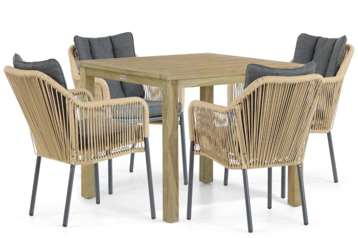 De Laan Projects Laan Marbella/Weston 90 cm dining tuinset 5-delig – Taupe-naturel-bruin