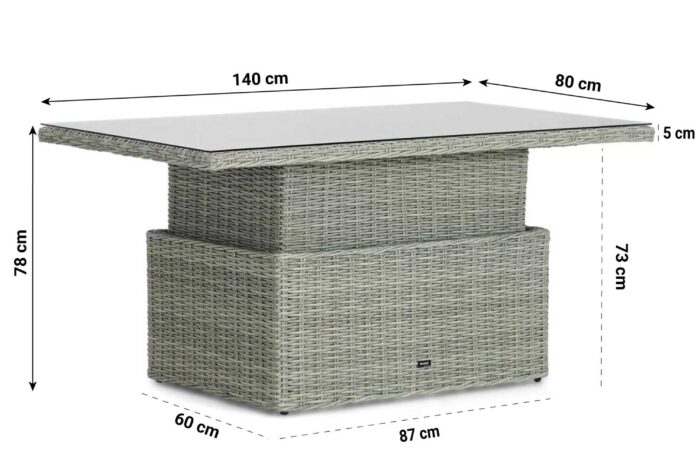 Garden Collections Hamilton loungetafel verstelbaar new grey – Grijs-antraciet