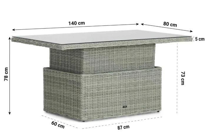 Garden Collections Hamilton loungetafel verstelbaar new grey - Grijs-antraciet