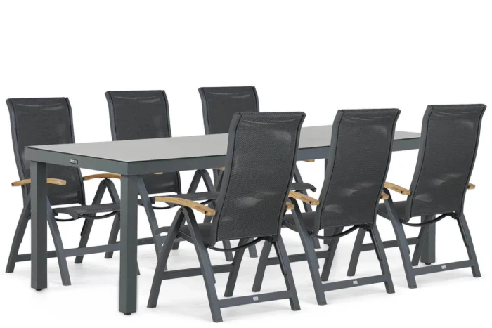 Presto Tarenta/Porto 220 cm dining tuinset 7-delig - Grijs-antraciet