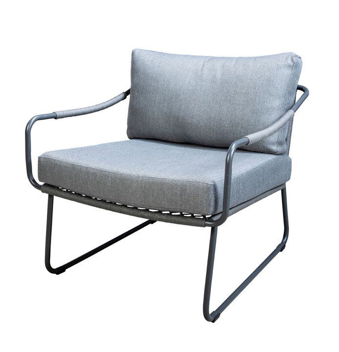 Yoi Moledo lounge chair aluminium dark grey/rope dark grey/mixed grey AW – grijs
