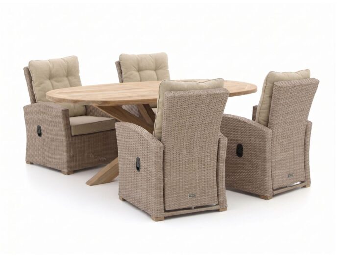 Intenso Furniture Intenso Mazzano/ROUGH-Y Ellips 200cm dining tuinset 5-delig verstelbaar Laagste prijsgarantie!