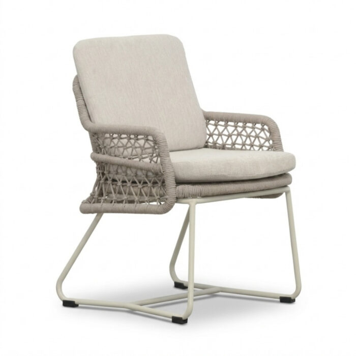 BUITEN living Gianna dining tuinstoel | touw + aluminium | Almond Beige