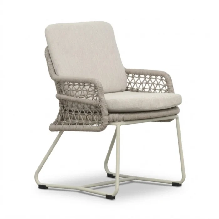 BUITEN living Gianna dining tuinstoel | touw + aluminium | Almond Beige