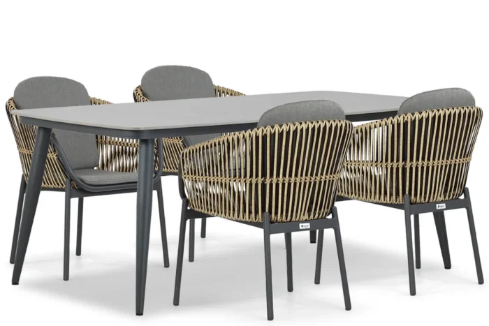 Coco Nathan/Vienna 180 cm dining tuinset 5-delig - Taupe-naturel-bruin