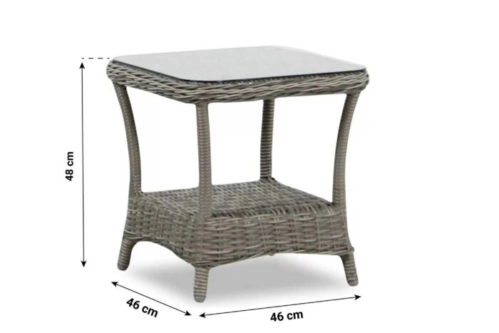 Garden Collections New Castle Bijzettafel met glasplaat – Grijs-antraciet