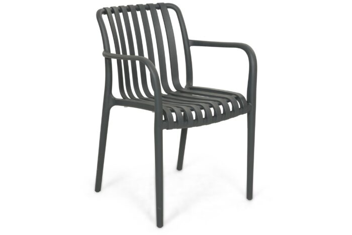 Domani Furniture Alba dining tuinstoel stapelbaar antracite – Grijs-antraciet