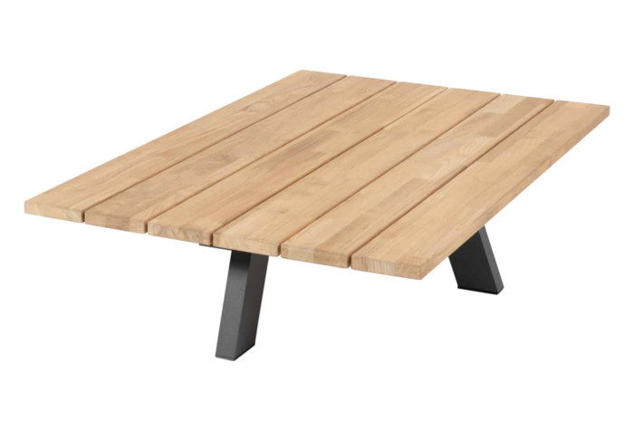 4so Cosmic salontafel met teak tafelblad 120 X 78 x 25 cm – grijs