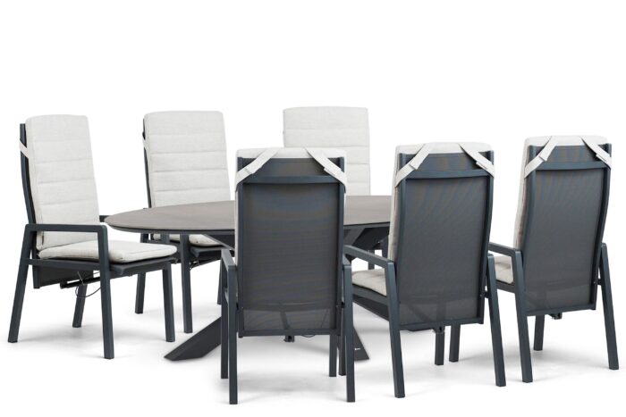 Lifestyle Garden Furniture Vivaro/Lunea 240×120 cm dining tuinset 7-delig – Grijs-antraciet