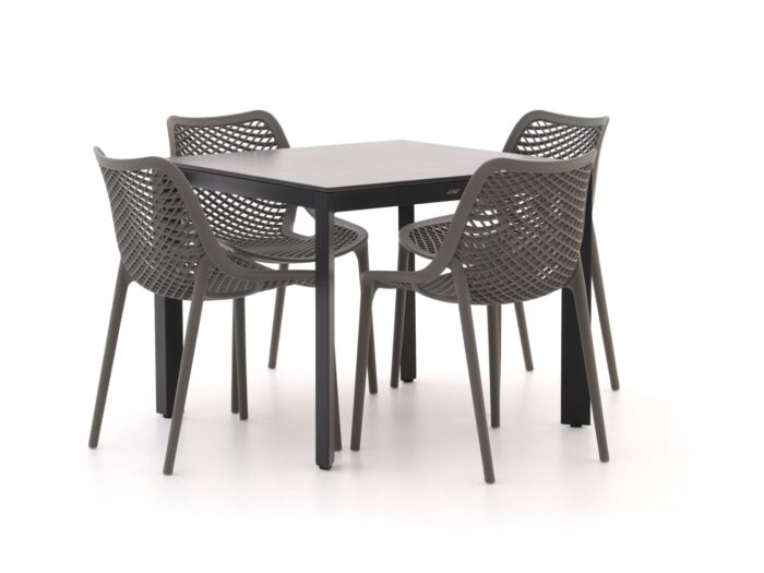 Forza Furniture Forza Ripi/Sestino 90cm dining tuinset 5-delig stapelbaar Laagste prijsgarantie! – Grijs