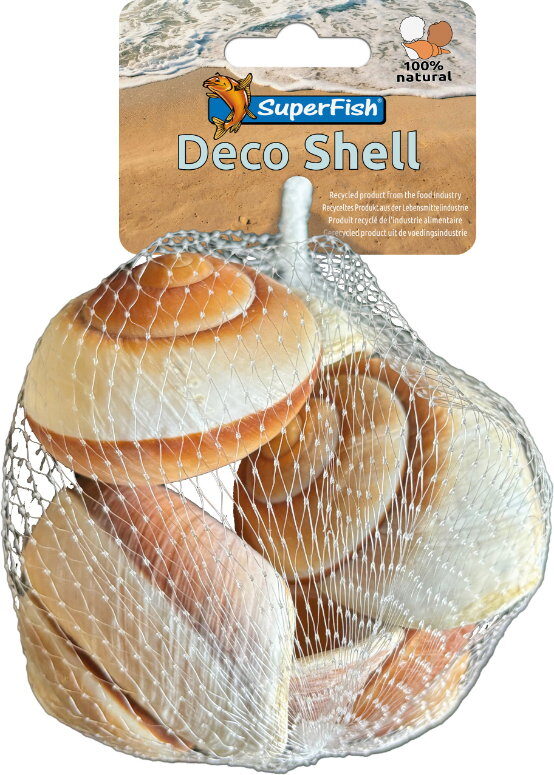 Superfish Deco schelp spiraal gestreept 200 gram – wit