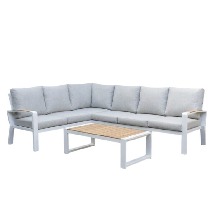 LUX outdoor living Seattle hoek loungeset 5 personen | aluminium + polywood | wit | 5-delig 270x210cm