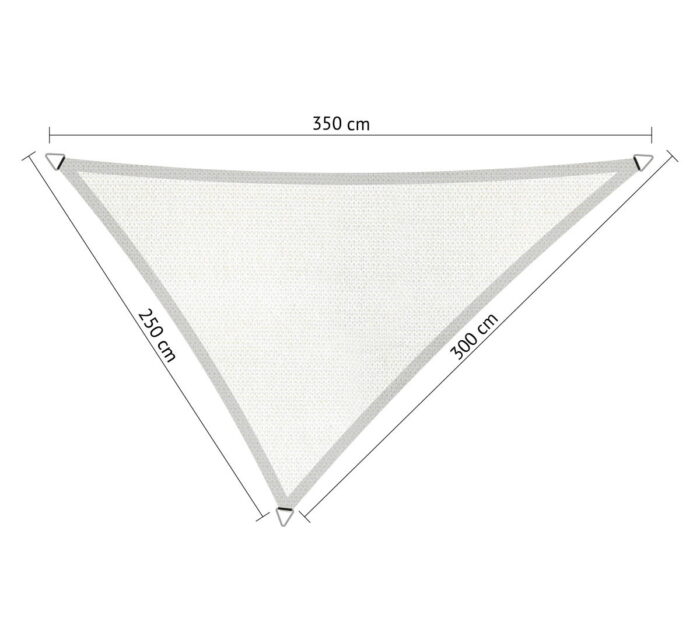 Shadow comfort Driehoek ongelijkzijdig schaduwdoek 2,50×3,00×3,50 m Mystic white – wit