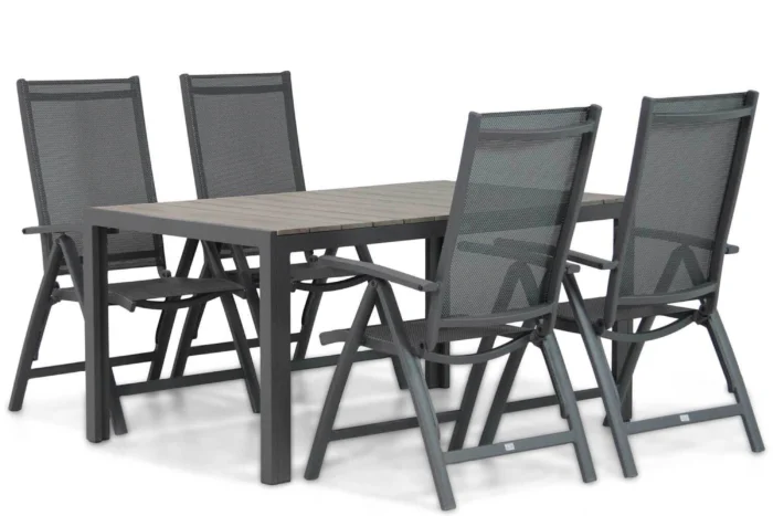 Presto Vasto/Young 155 cm dining tuinset 5-delig - Grijs-antraciet