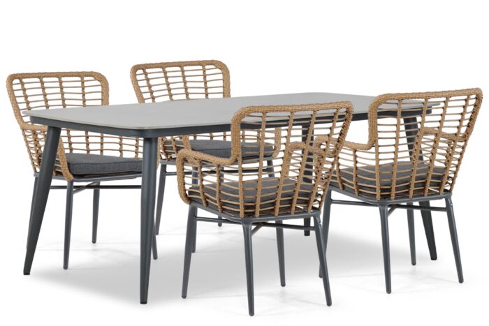 Lifestyle Garden Furniture Toledo/Vienna 180 cm dining tuinset 5-delig – Taupe-naturel-bruin