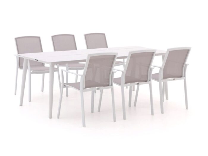 Bellagio tuinmeubelen Bellagio Dranera/Sora 220cm dining tuinset 7-delig stapelbaar Laagste prijsgarantie! – Wit